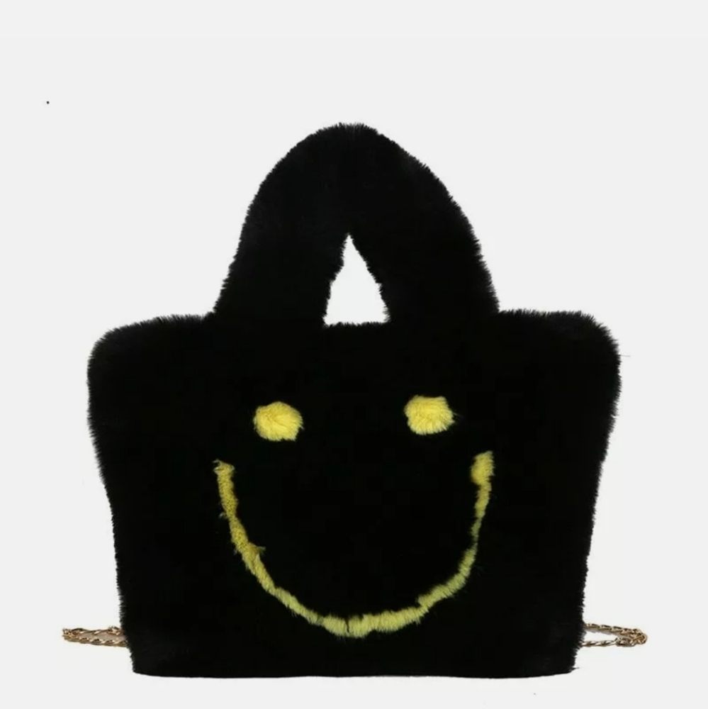 Smiley face shopper tote bag